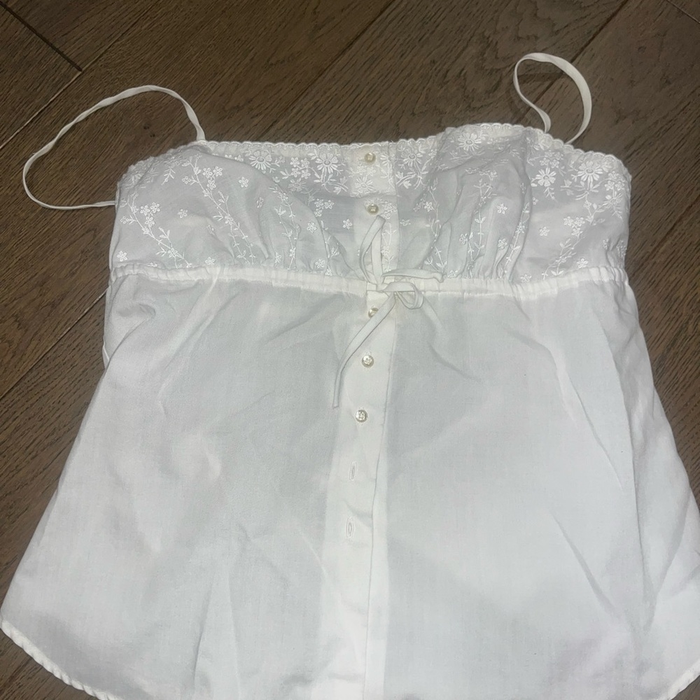 White Embroidered Sleeveless Top